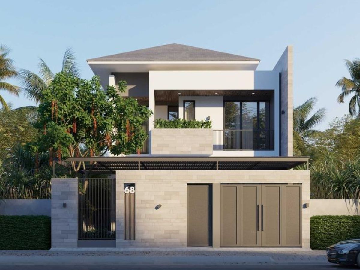 Kiểu nh&agrave; 2 tầng m&aacute;i Th&aacute;i đẹp, tối giản