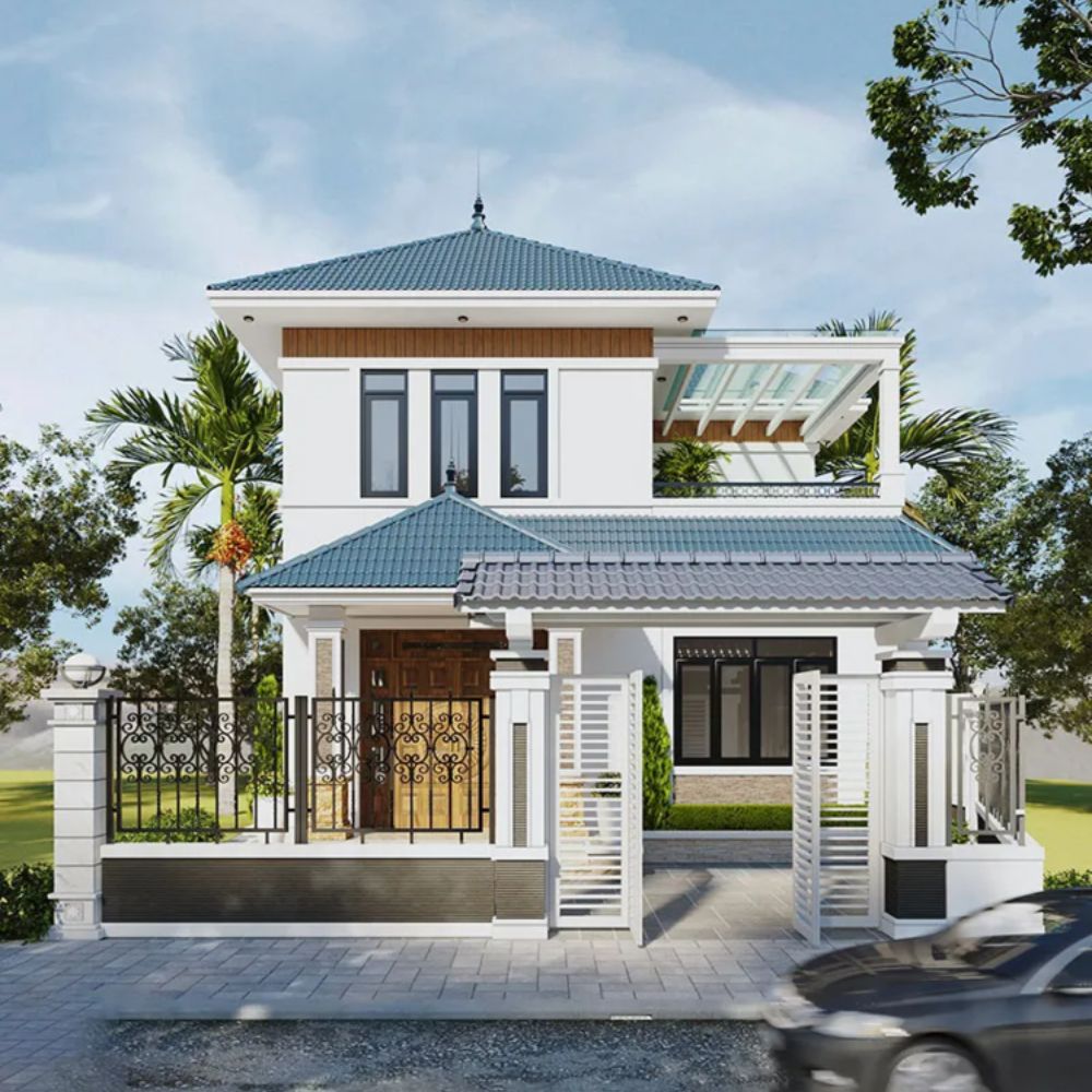 Mẫu nh&agrave; 2 tầng hiện đại m&aacute;i Nhật 2
