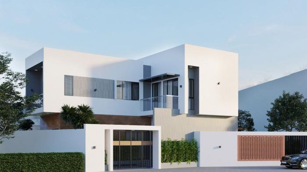 Nh&agrave; chữ L 2 tầng với thiết kế đơn giản, hiện đại
