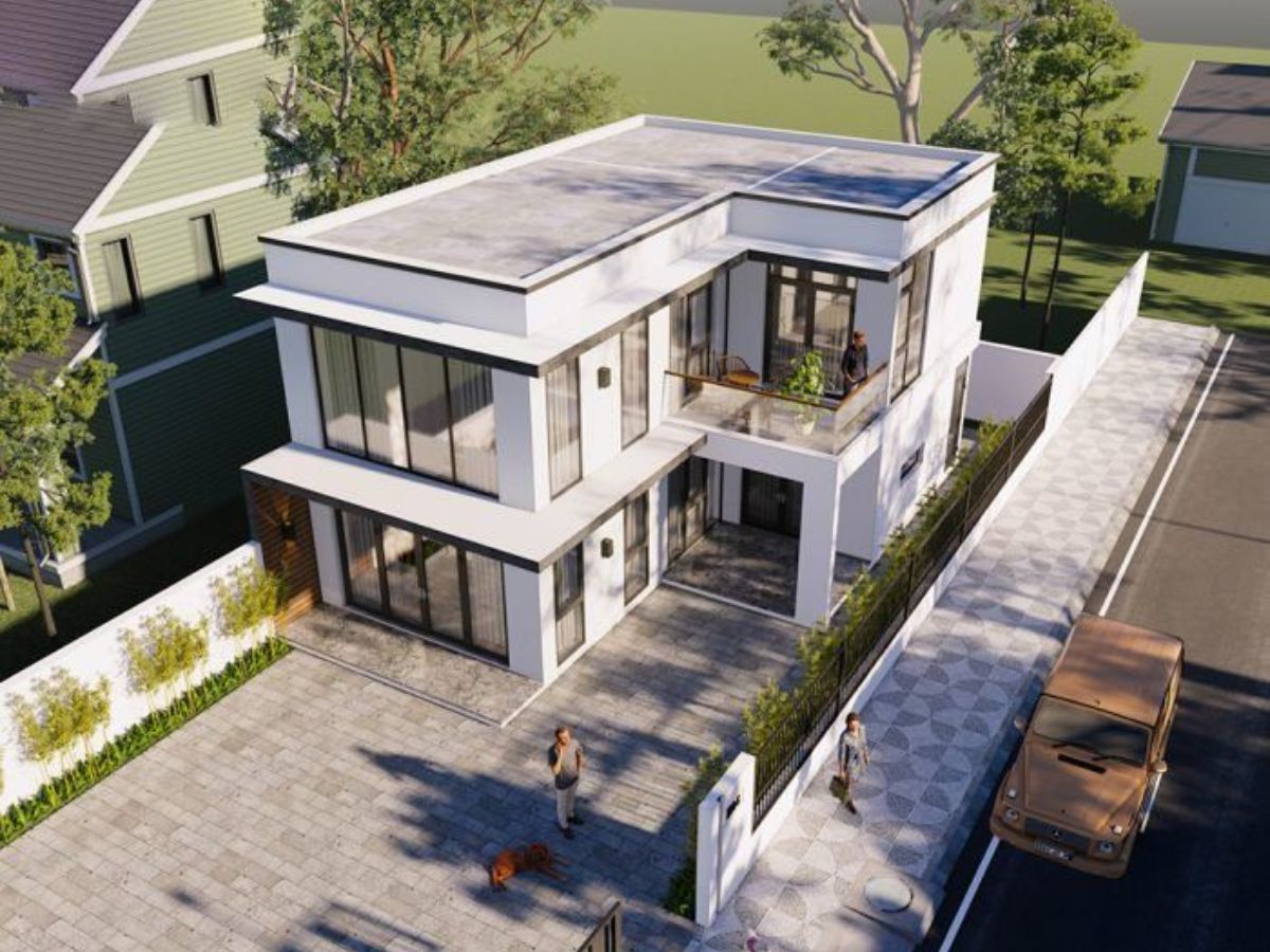 Nh&agrave; 2 tầng chữ L c&oacute; khoảng s&acirc;n rộng