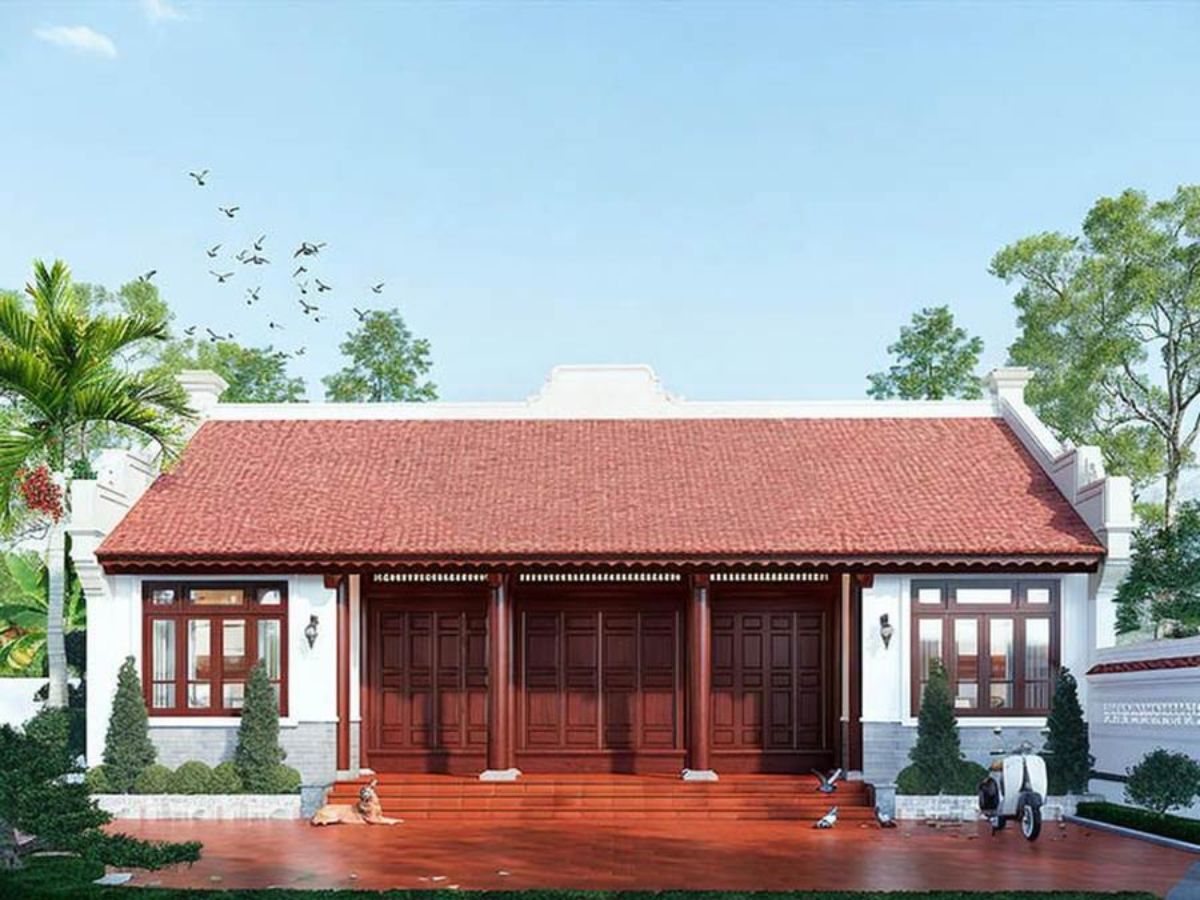 Mẫu nh&agrave; 3 gian m&aacute;i ng&oacute;i đỏ truyền thống