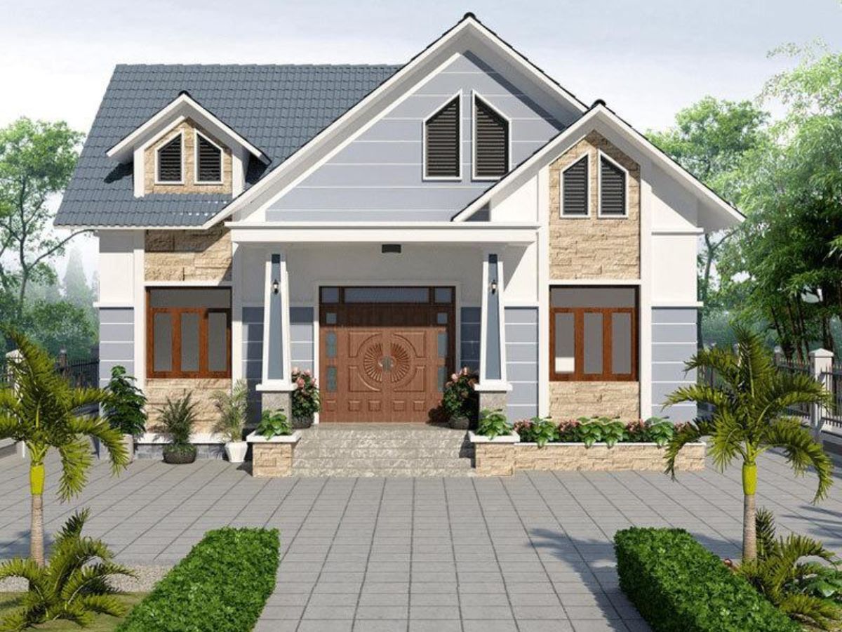 Mẫu nh&agrave; 3 gian hiện đại m&aacute;i Th&aacute;i