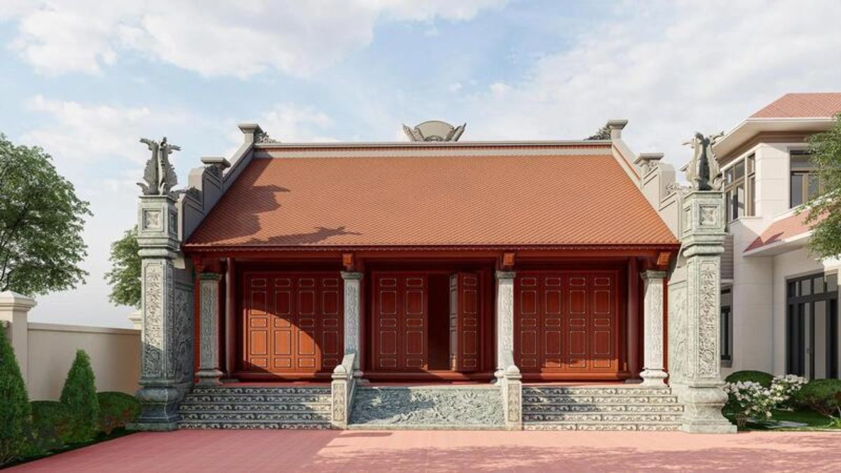 Thiết kế nh&agrave; 3 gian truyền thống, trang nghi&ecirc;m