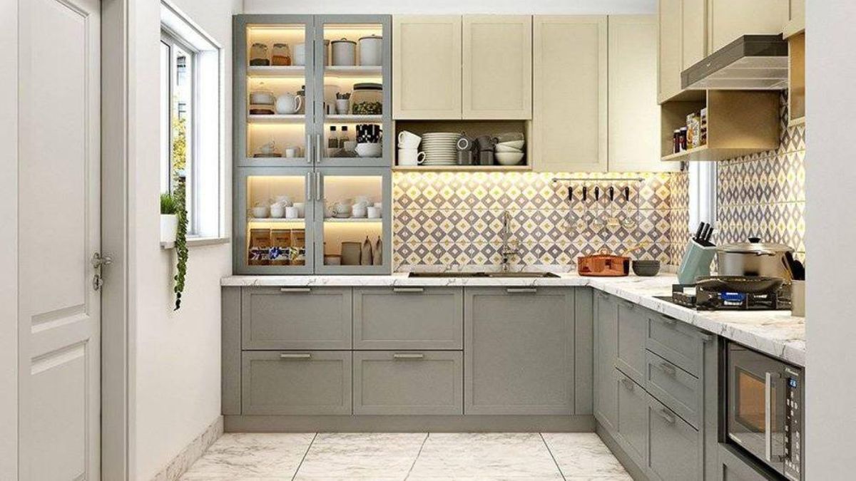 Sử dụng tủ bếp chữ L để tối ưu diện t&iacute;ch cho ph&ograve;ng bếp nh&agrave; ống ở n&ocirc;ng th&ocirc;n