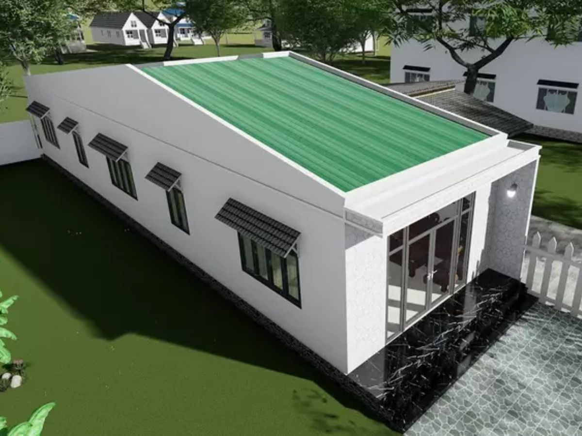 Mẫu nh&agrave; cấp 4 đẹp 5x20 m&aacute;i t&ocirc;n