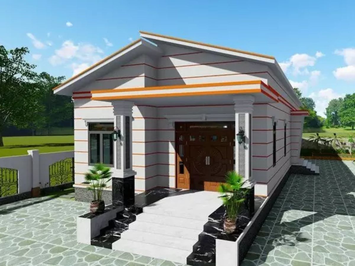 Mẫu nh&agrave; cấp 4 đẹp 5x20 m&aacute;i lệch