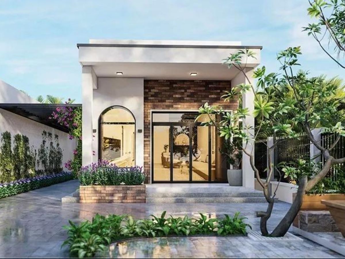 Thiết kế nh&agrave; vườn cấp 4 n&ocirc;ng th&ocirc;n đẹp 5x20 với khoảng s&acirc;n vườn xanh gần gũi với thi&ecirc;n nhi&ecirc;n