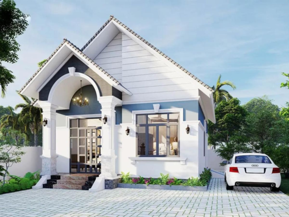 Mẫu nh&agrave; cấp 4 đẹp 5x20 thiết kế kiểu biệt thự mini