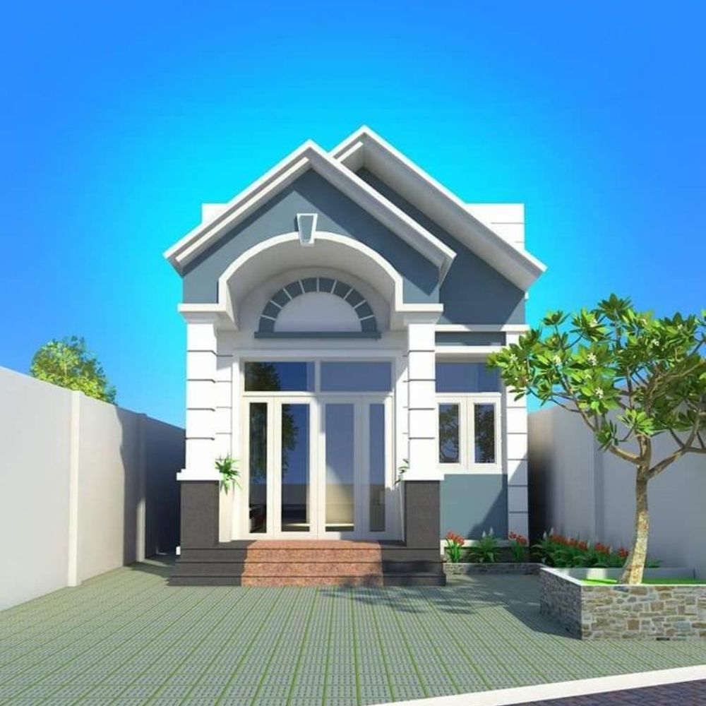 Nh&agrave; cấp 4 5x20 kiểu Ph&aacute;p với chi tiết m&aacute;i v&ograve;m đặc trưng