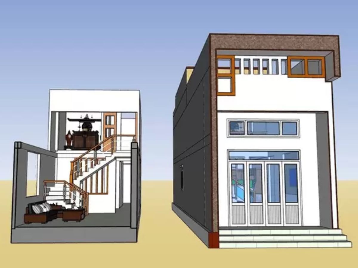 Mẫu nh&agrave; cấp 4 5x20 c&oacute; g&aacute;c lửng gi&uacute;p mở rộng diện t&iacute;ch sử dụng