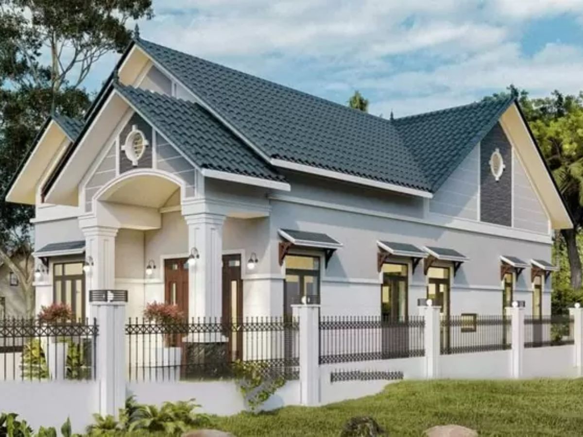 M&aacute;i v&ograve;m cong tạo điểm nhấn bắt mắt cho nh&agrave; cấp 4 m&aacute;i Th&aacute;i