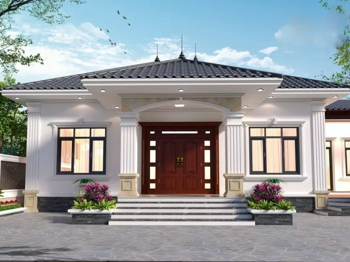 Nh&agrave; cấp 4 m&aacute;i Nhật c&oacute; thiết kế c&acirc;n đối, h&agrave;i h&ograve;a