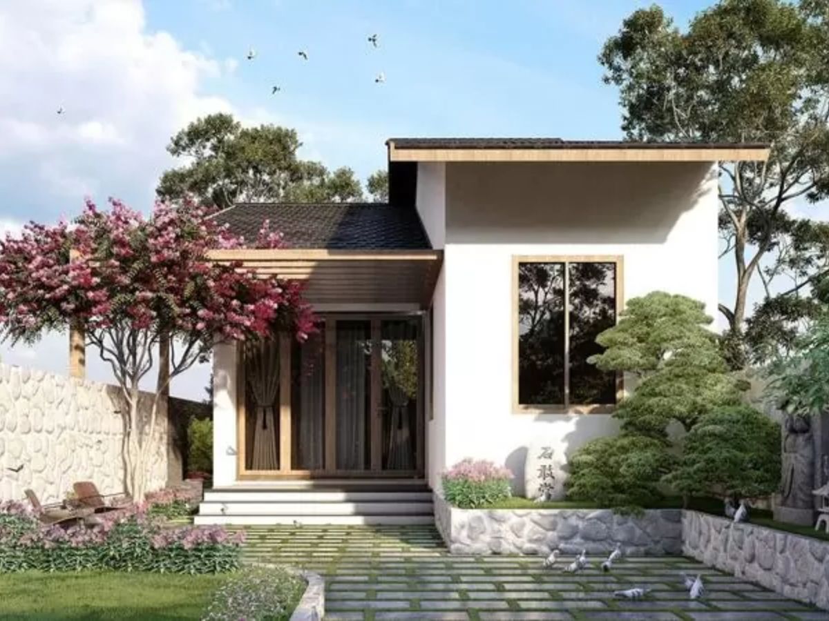 Mẫu nh&agrave; vườn cấp 4 hiện đại ở n&ocirc;ng th&ocirc;n