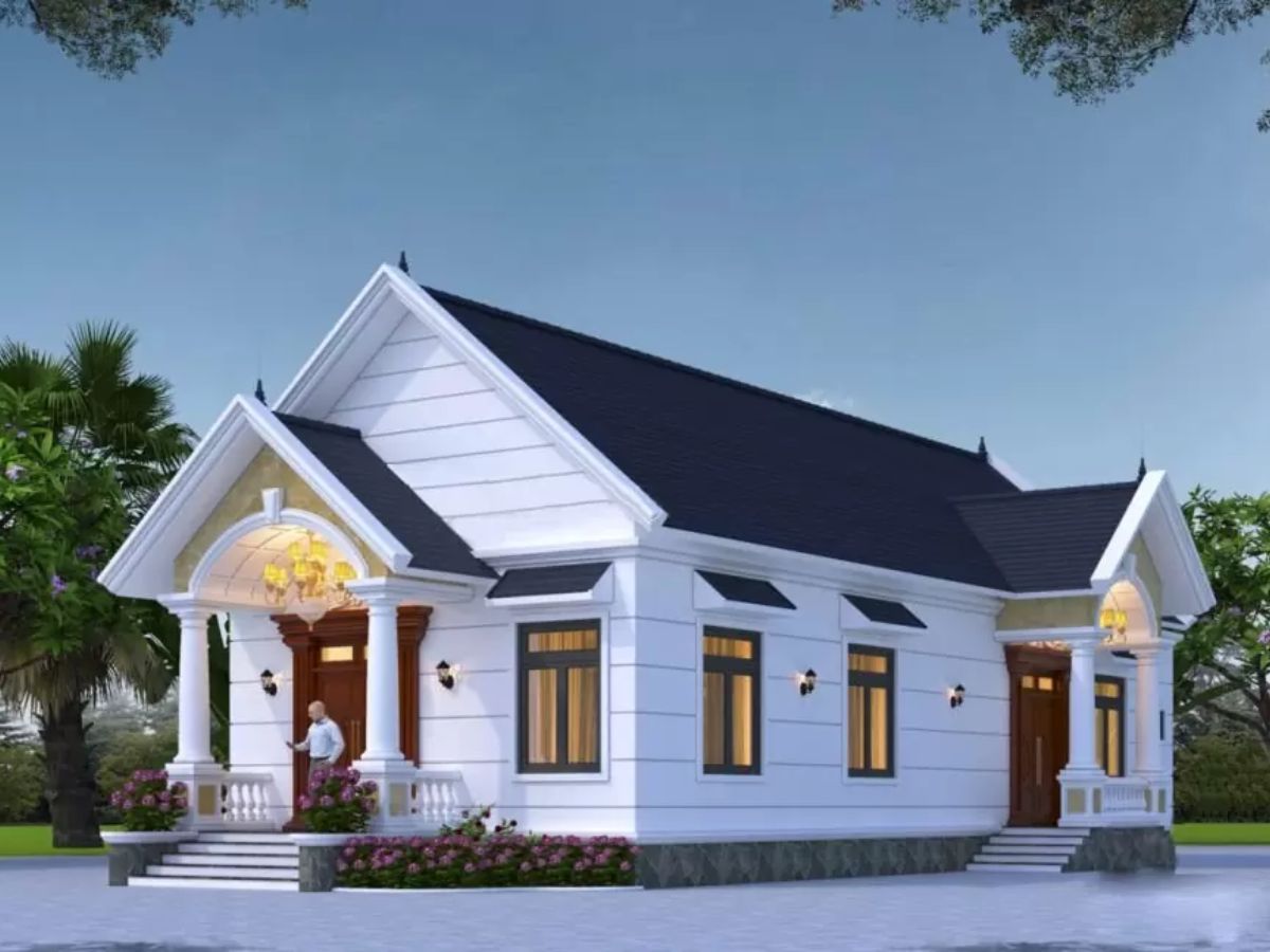 Mẫu nh&agrave; cấp 4 n&ocirc;ng th&ocirc;n phong c&aacute;ch t&acirc;n cổ điển