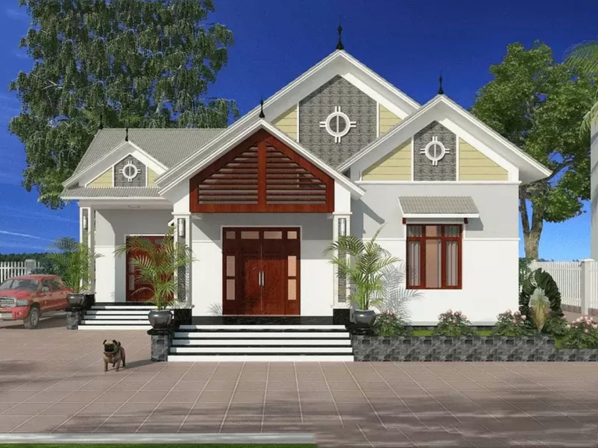 Nh&agrave; cấp 4 m&aacute;i Th&aacute;i 3 với tone m&agrave;u mới lạ cho khu vực n&ocirc;ng th&ocirc;n