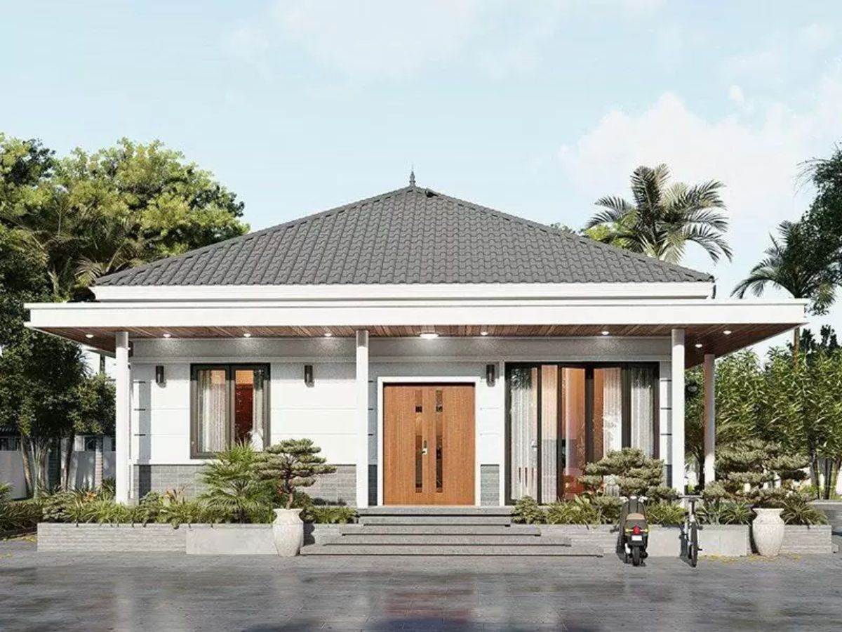 Mẫu nh&agrave; cấp 4 n&ocirc;ng th&ocirc;n m&aacute;i Nhật