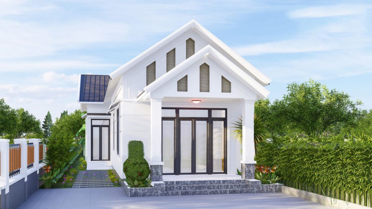 Nh&agrave; cấp 4 chữ L m&aacute;i t&ocirc;n ph&ugrave; hợp với khu vực đất n&ocirc;ng th&ocirc;n