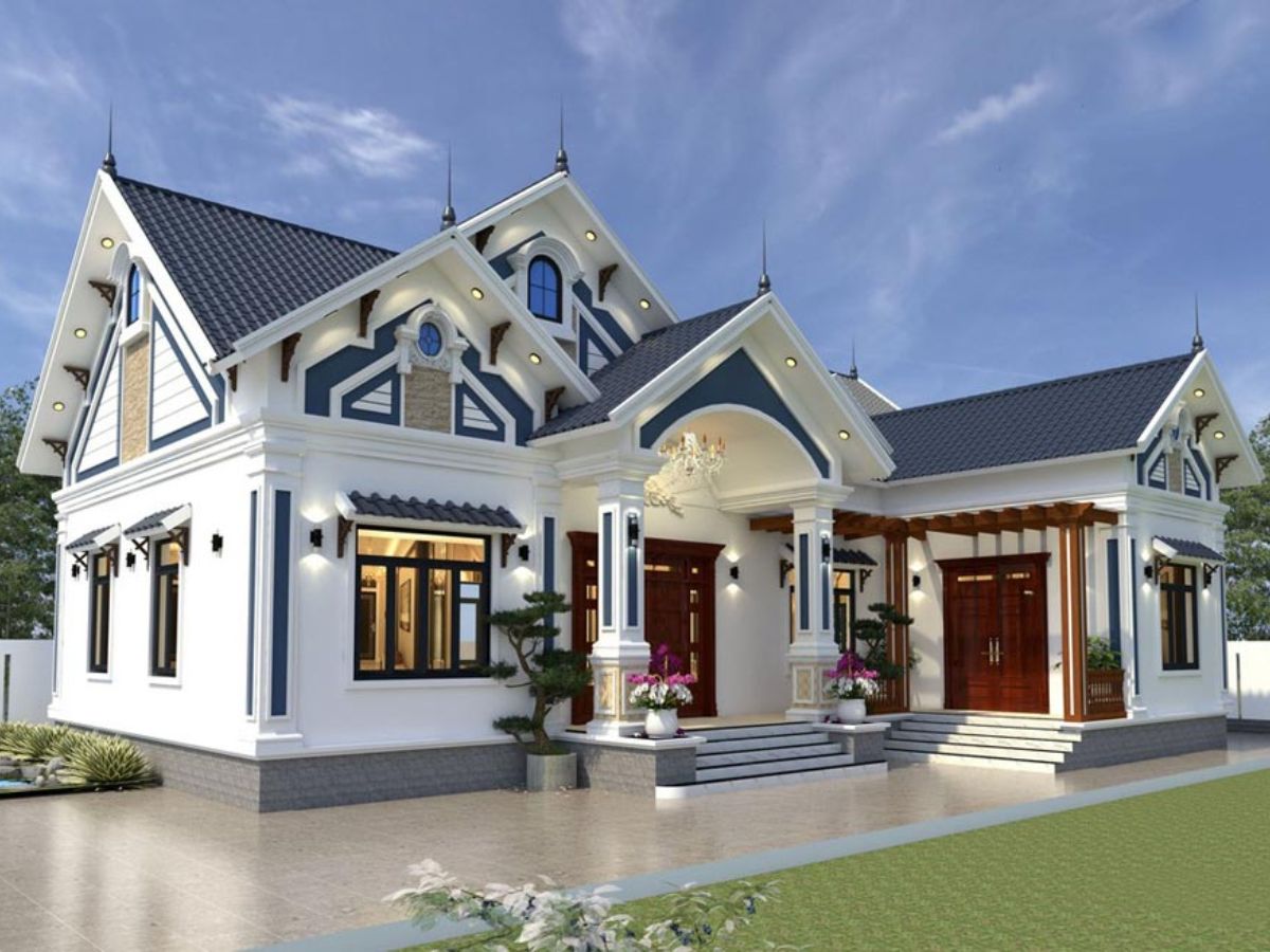 Mẫu nh&agrave; cấp 4 chữ L m&aacute;i Th&aacute;i