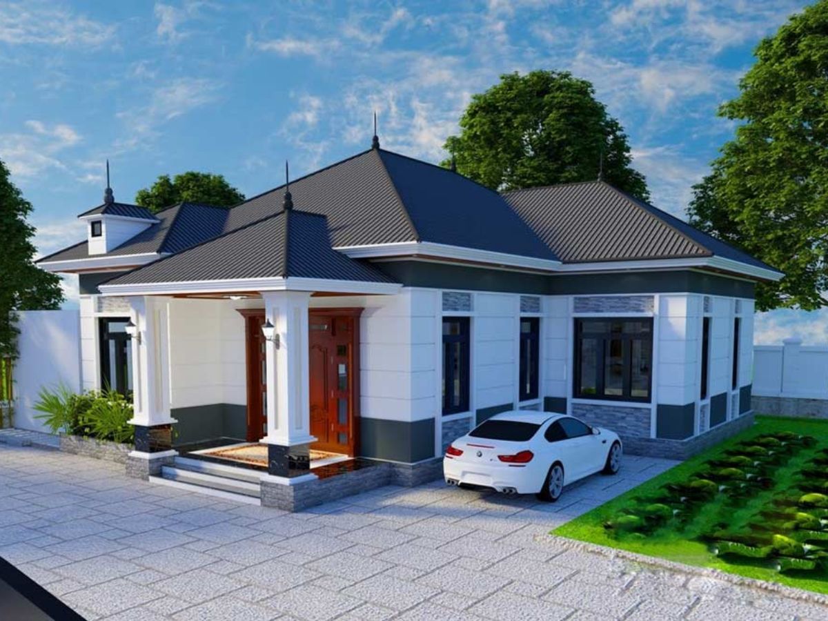 Mẫu nh&agrave; cấp 4 chữ L m&aacute;i Nhật