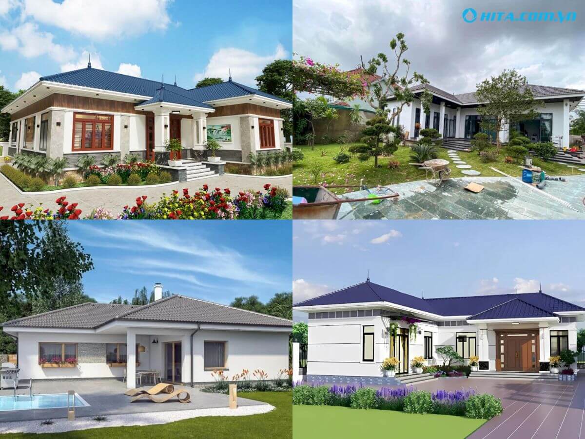 Nh&agrave; cấp 4 chữ L m&aacute;i Nhật c&oacute; s&acirc;n vườn xanh m&aacute;t, gần gũi thi&ecirc;n nhi&ecirc;n