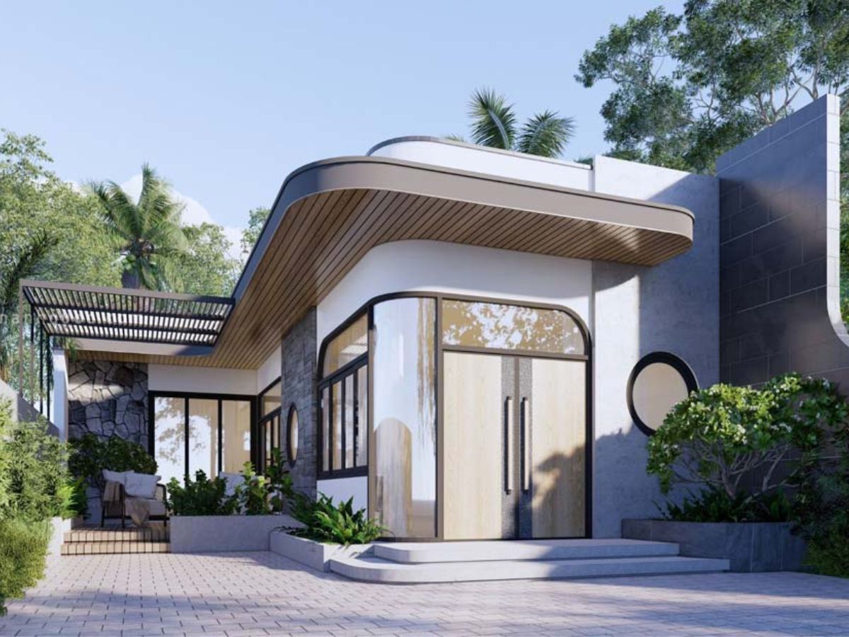 Mẫu nh&agrave; cấp 4 chữ L m&aacute;i bằng