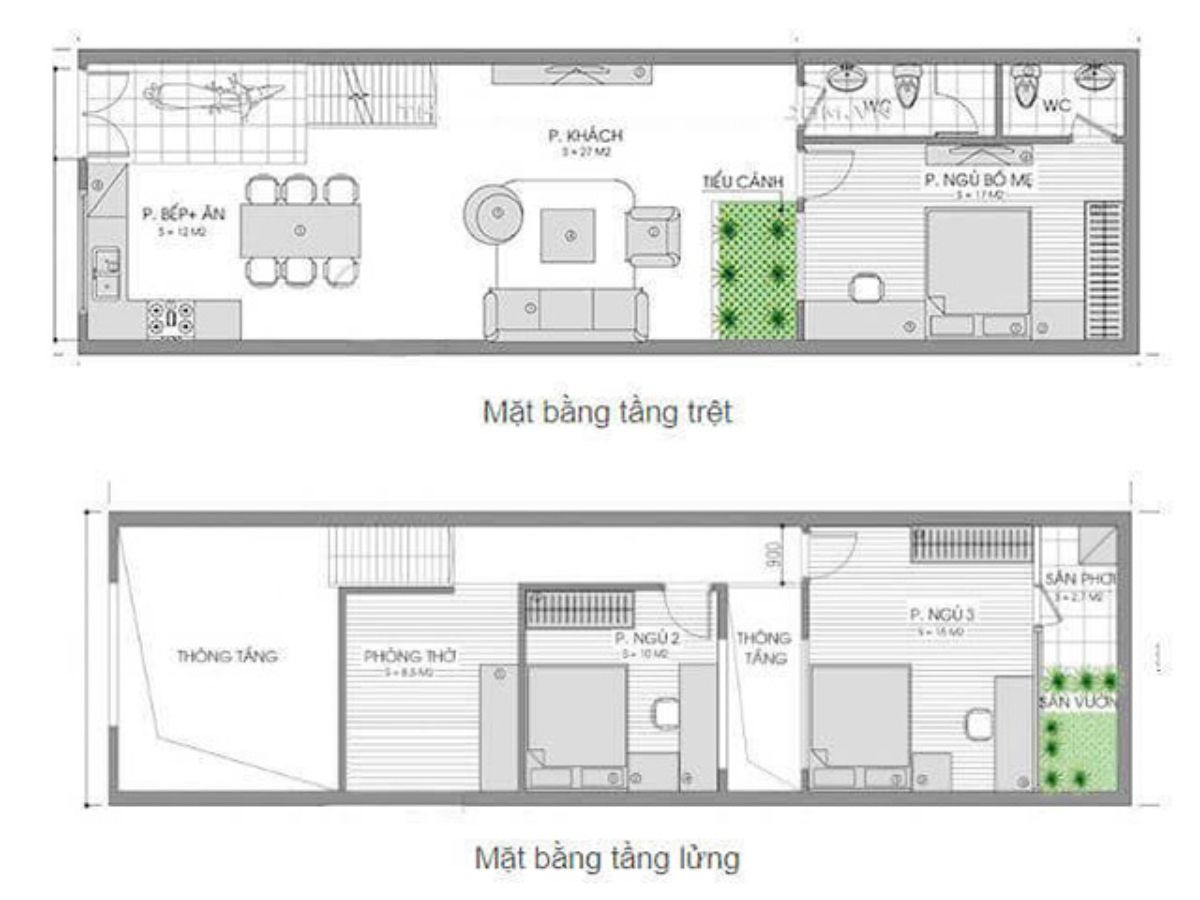 Bản vẽ thiết kế nh&agrave; mặt tiền 4m d&agrave;i 18m c&oacute; 3 ph&ograve;ng ngủ