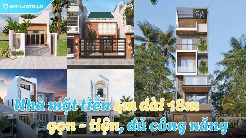 Mẫu nhà mặt tiền 4m dài 18m gọn gàng và cực tiện nghi