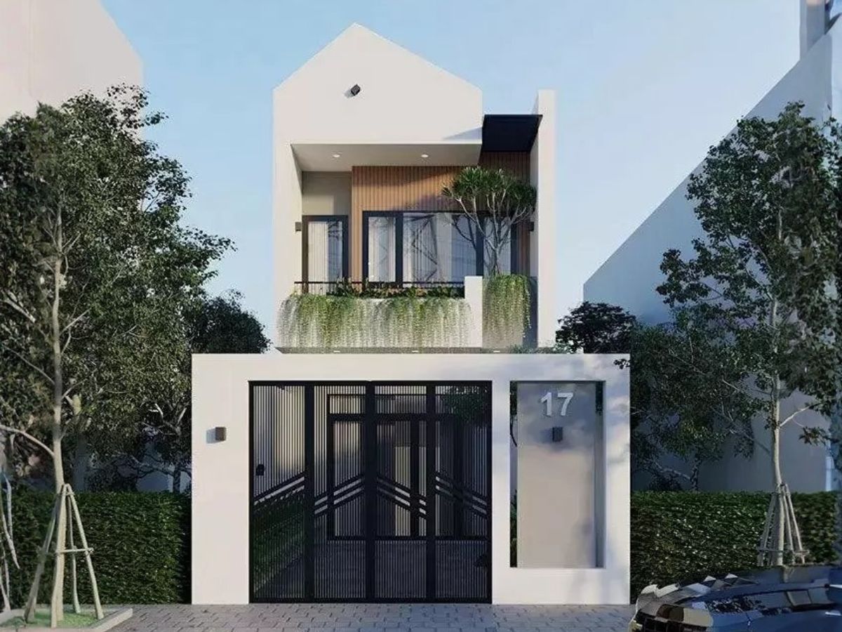 Nh&agrave; ống 2 tầng c&oacute; giếng trời