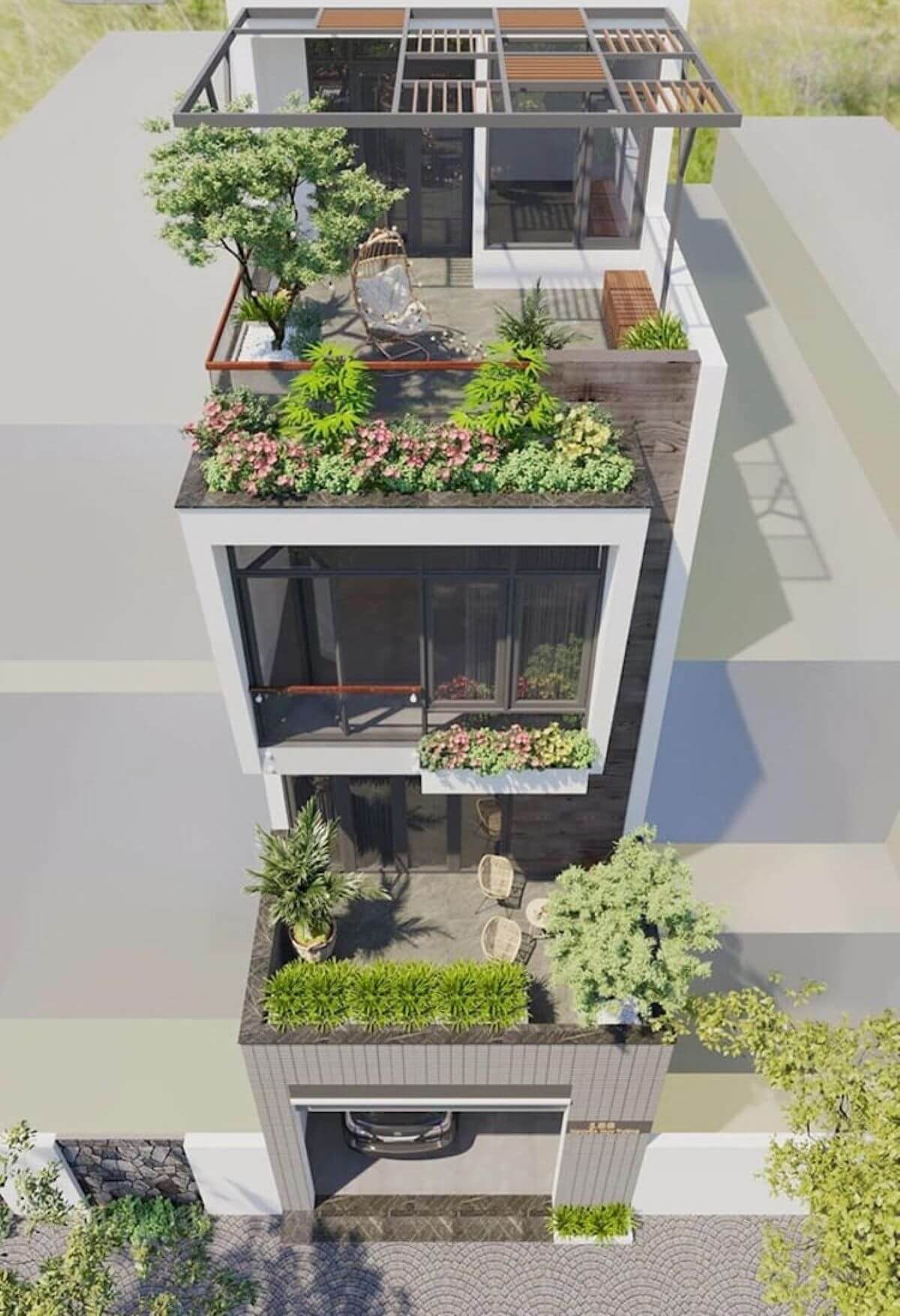 Nh&agrave; ống đẹp c&oacute; ban c&ocirc;ng xanh 1