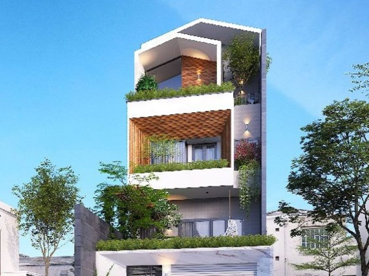 Nh&agrave; ống đẹp c&oacute; ban c&ocirc;ng xanh 2