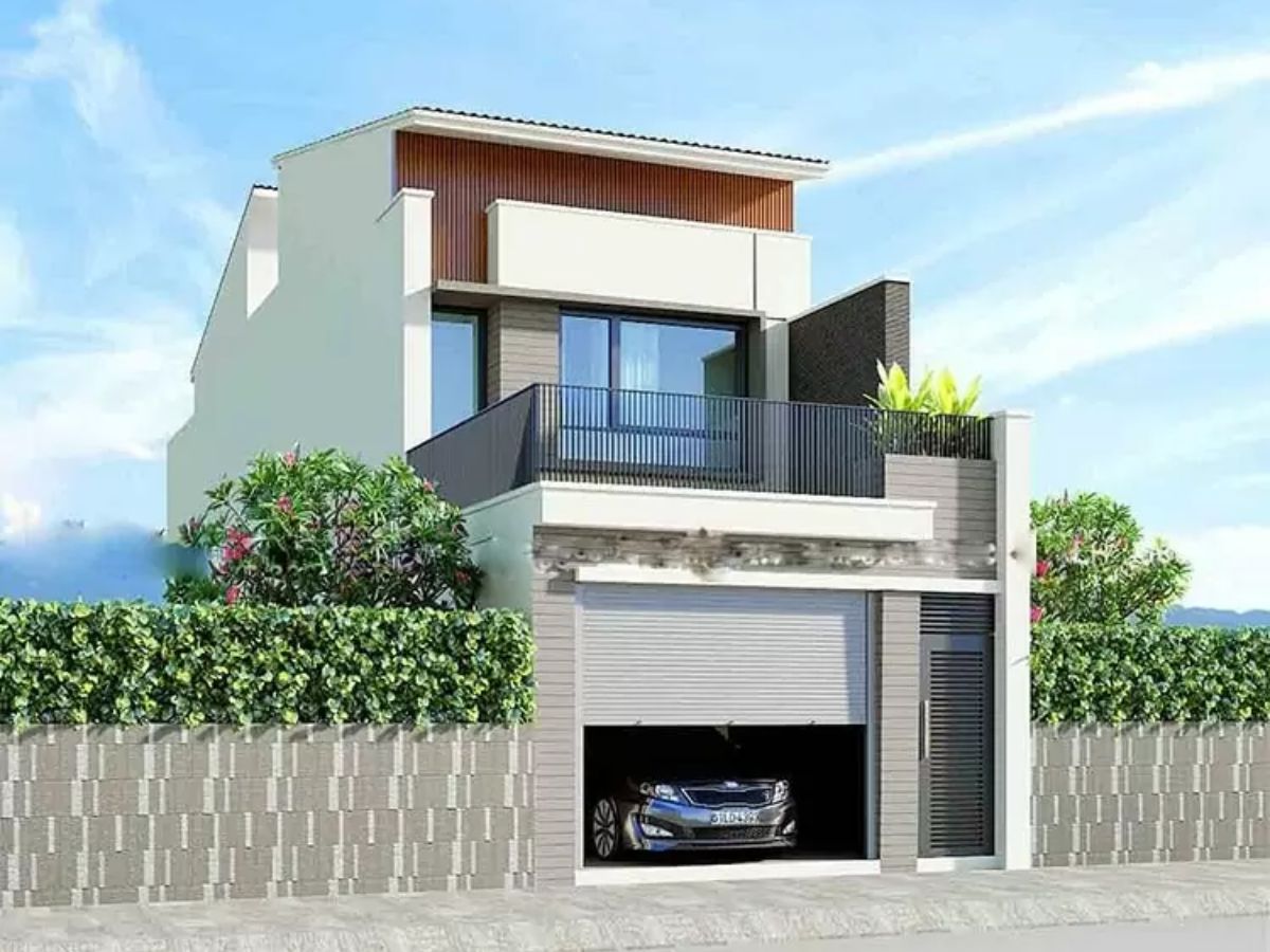 Mẫu nh&agrave; ống hiện đại c&oacute; gara