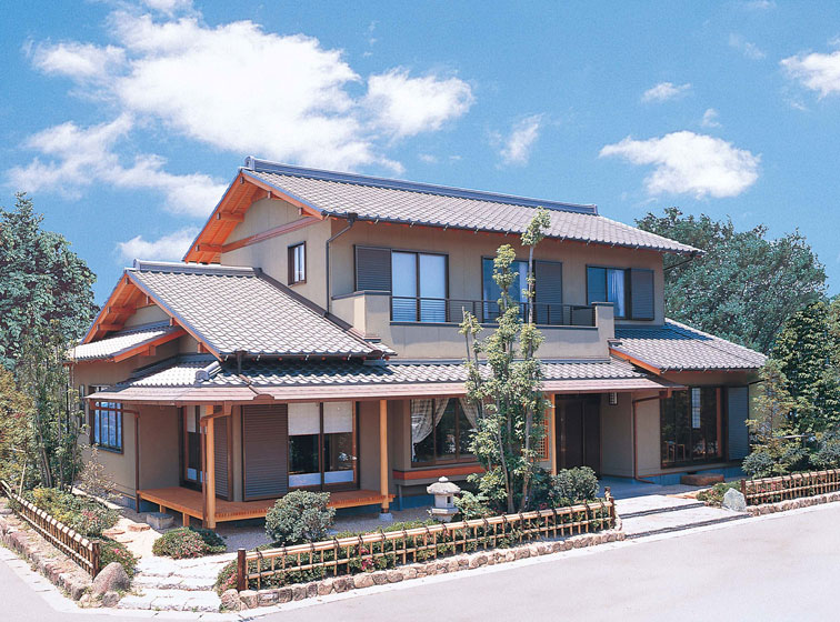 Mẫu nhà Nhật hai tầng có cây xanh bao quanh thoáng mát