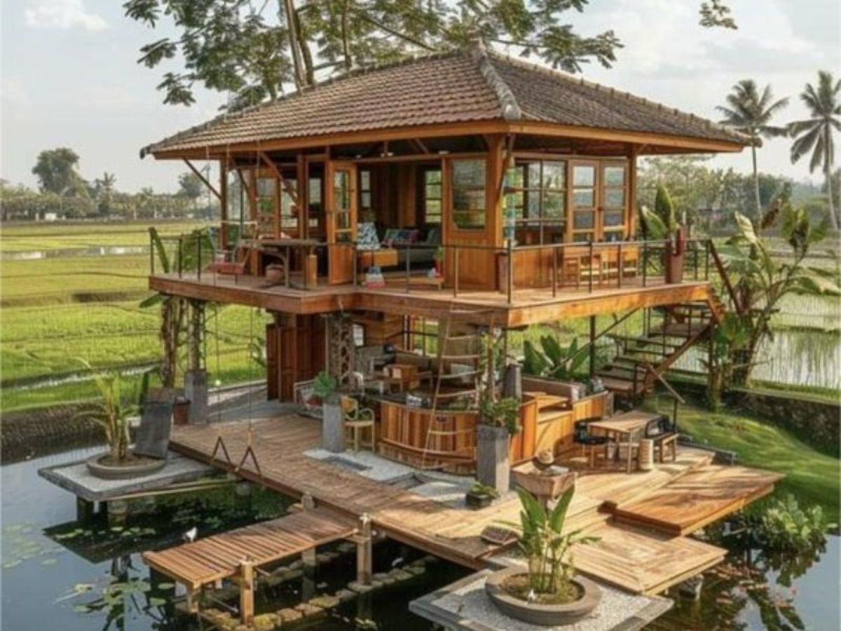 Nh&agrave; s&agrave;n gỗ với kh&ocirc;ng gian mở th&ocirc;ng tho&aacute;ng, thoải m&aacute;i