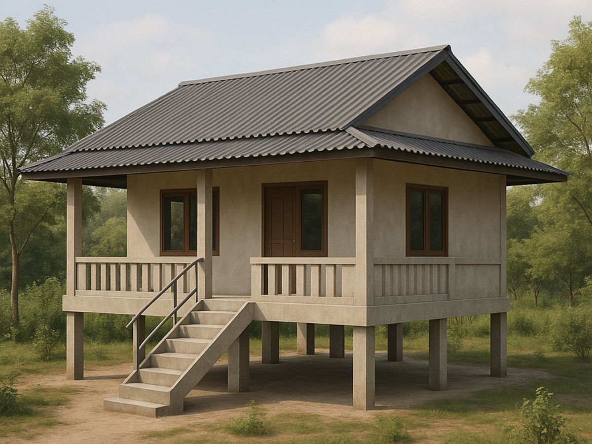 Nh&agrave; s&agrave;n b&ecirc; t&ocirc;ng ở n&ocirc;ng th&ocirc;n 2