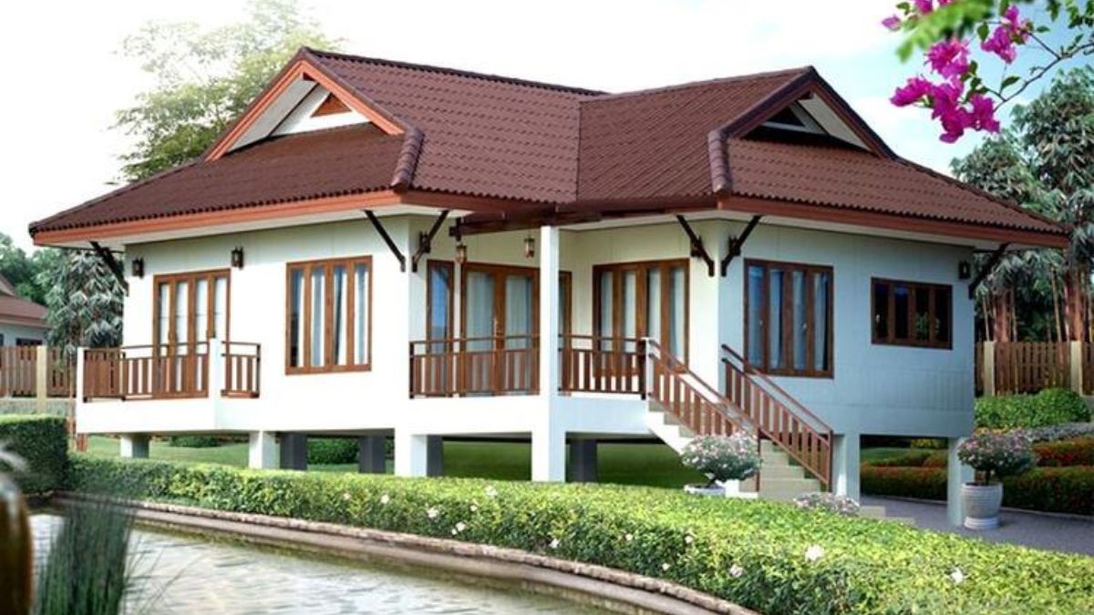 Nh&agrave; s&agrave;n sử dụng m&aacute;i ng&oacute;i truyền thống