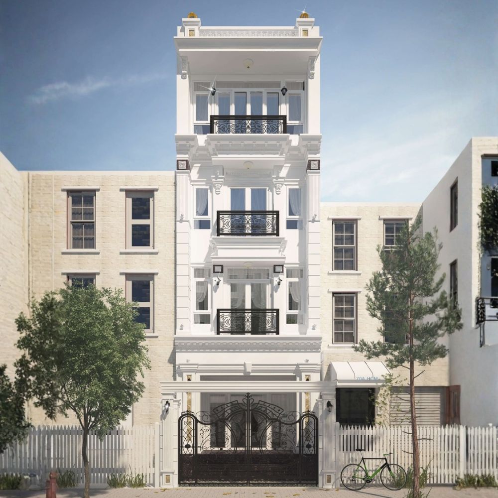 Mẫu nh&agrave; t&acirc;n cổ điển 4 tầng 2