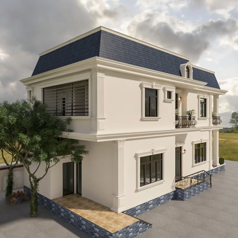 Mẫu nh&agrave; phố t&acirc;n cổ điển thường sử dụng c&aacute;c gam m&agrave;u trung t&iacute;nh, thanh lịch