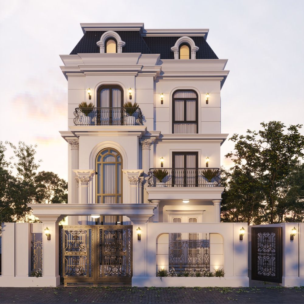 Mẫu nh&agrave; t&acirc;n cổ điển m&aacute;i Mansard 2