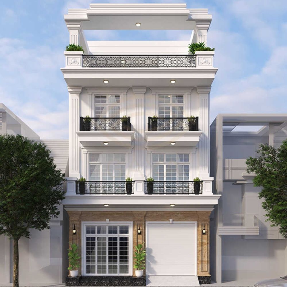 Mẫu nh&agrave; t&acirc;n cổ điển c&oacute; họa tiết hoa văn tinh tế