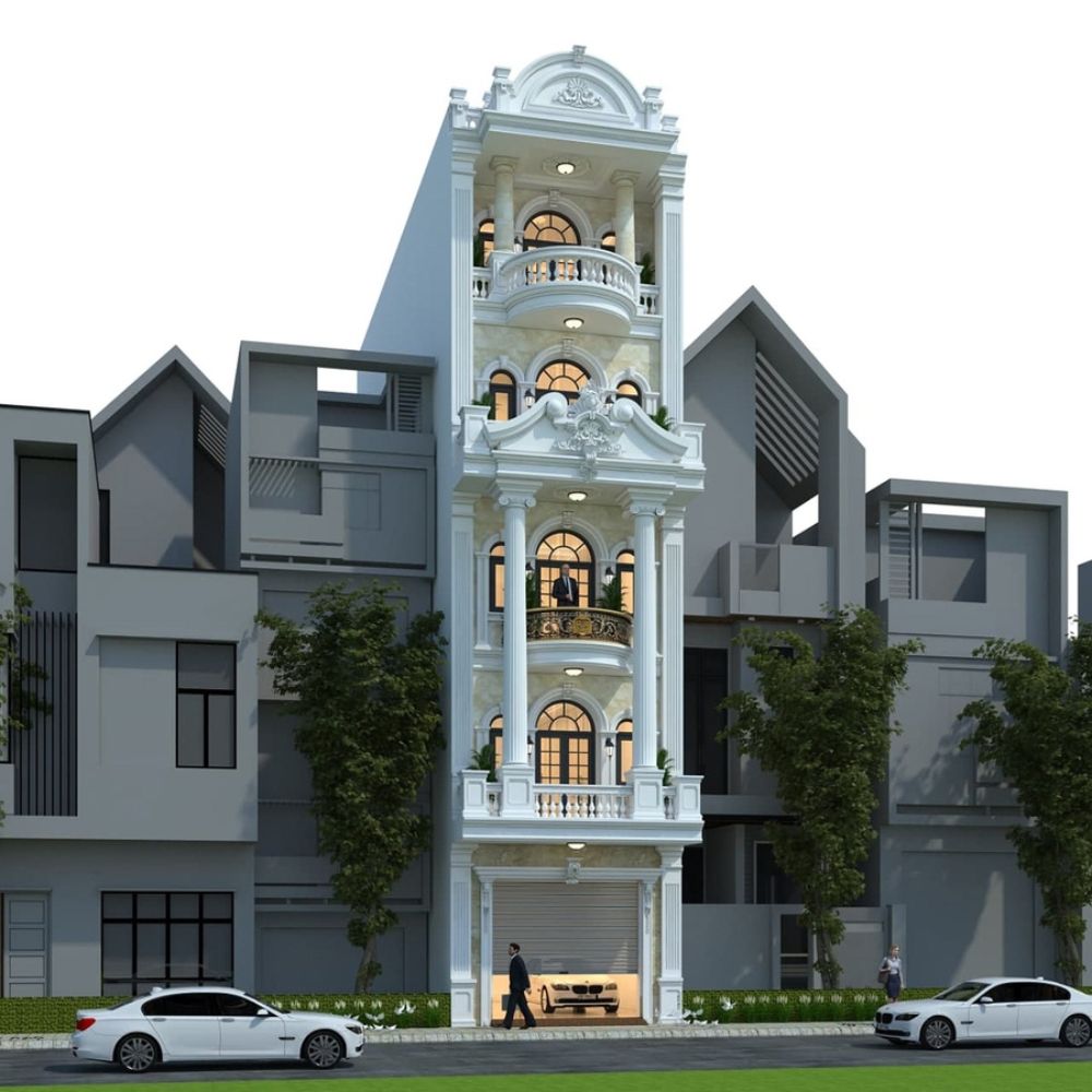 Điểm nhấn kiến tr&uacute;c của mẫu nh&agrave; t&acirc;n cổ điển