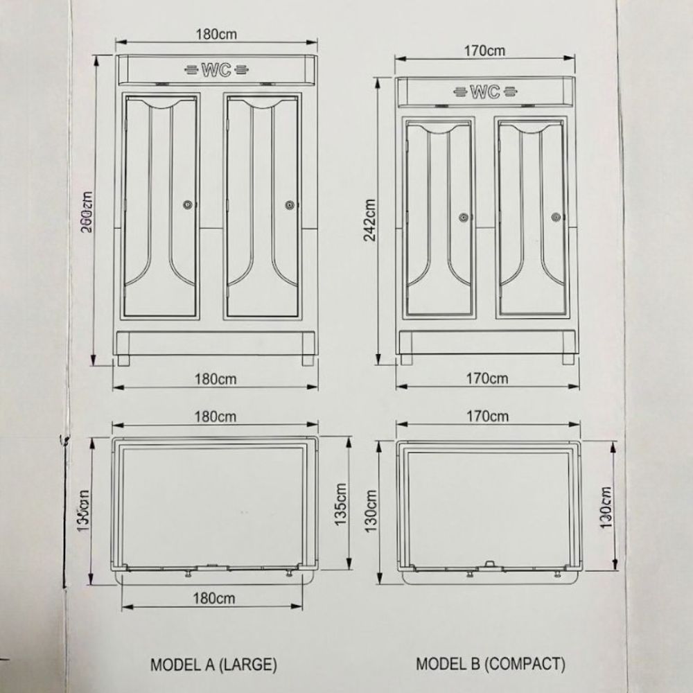 Khu vực toilet c&ocirc;ng cộng n&ecirc;n c&oacute; diện t&iacute;ch tối thiểu từ 2-3m&sup2;