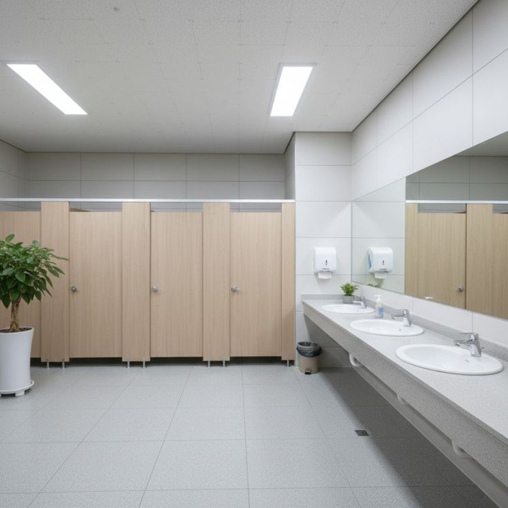 WC c&ocirc;ng cộng rộng r&atilde;i được bố tr&iacute; sạch sẽ, s&aacute;ng sủa