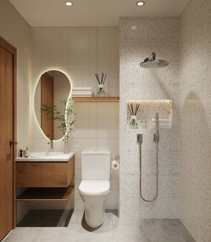 Mẫu nhà vệ sinh nhỏ phối gạch trẻ trung hiện đại