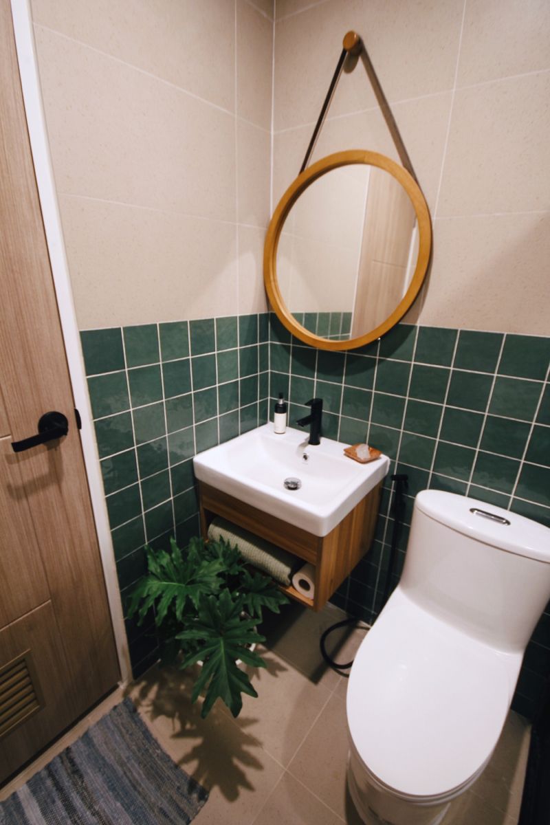 Những mẫu nhà vệ sinh nhỏ đẹp - tủ chậu lavabo gọn gàng