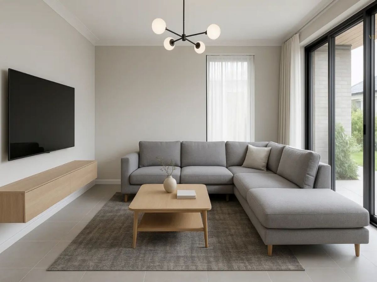 Mẫu ph&ograve;ng kh&aacute;ch nh&agrave; ống 4m2 tối giản với tone s&aacute;ng v&agrave; trung t&iacute;nh chủ đạo