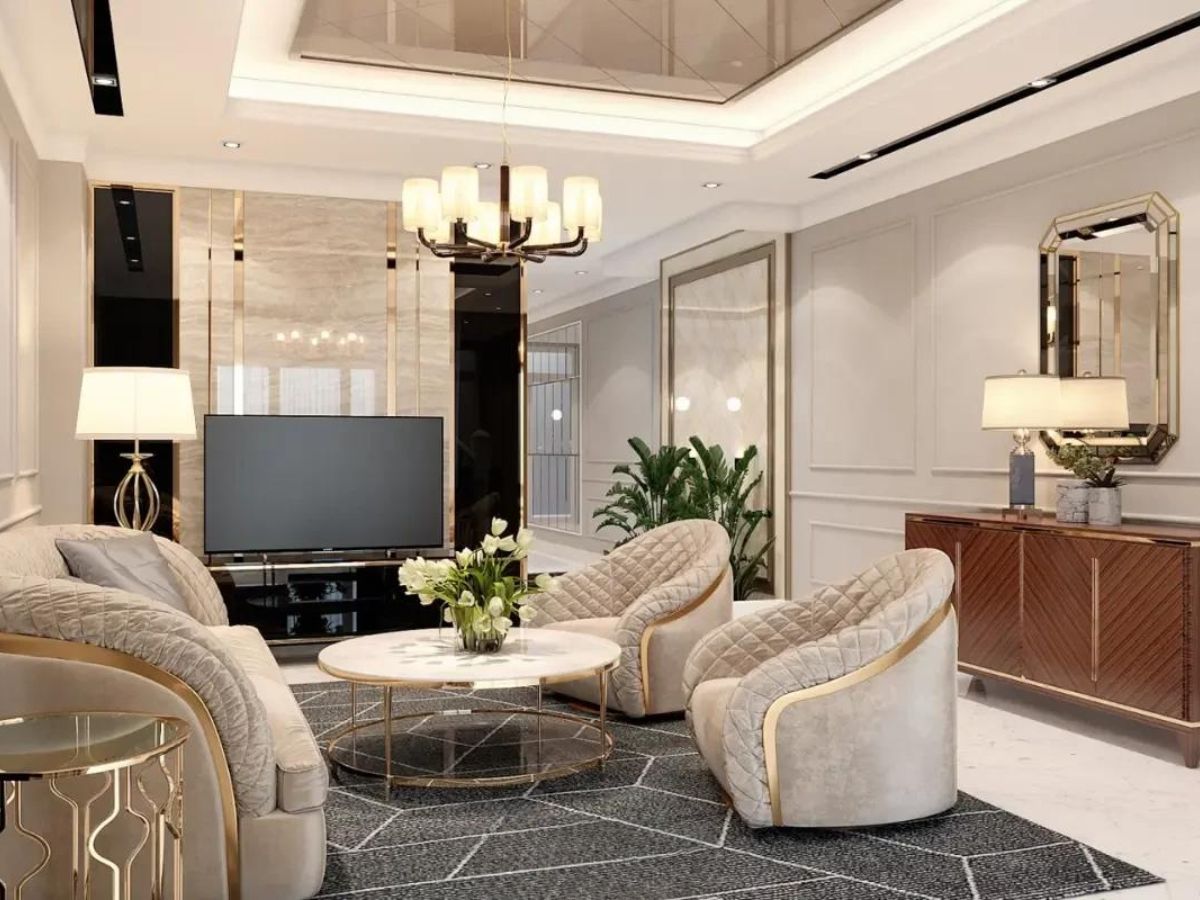 Mẫu thiết kế ph&ograve;ng kh&aacute;ch nh&agrave; ống phong c&aacute;ch Luxury
