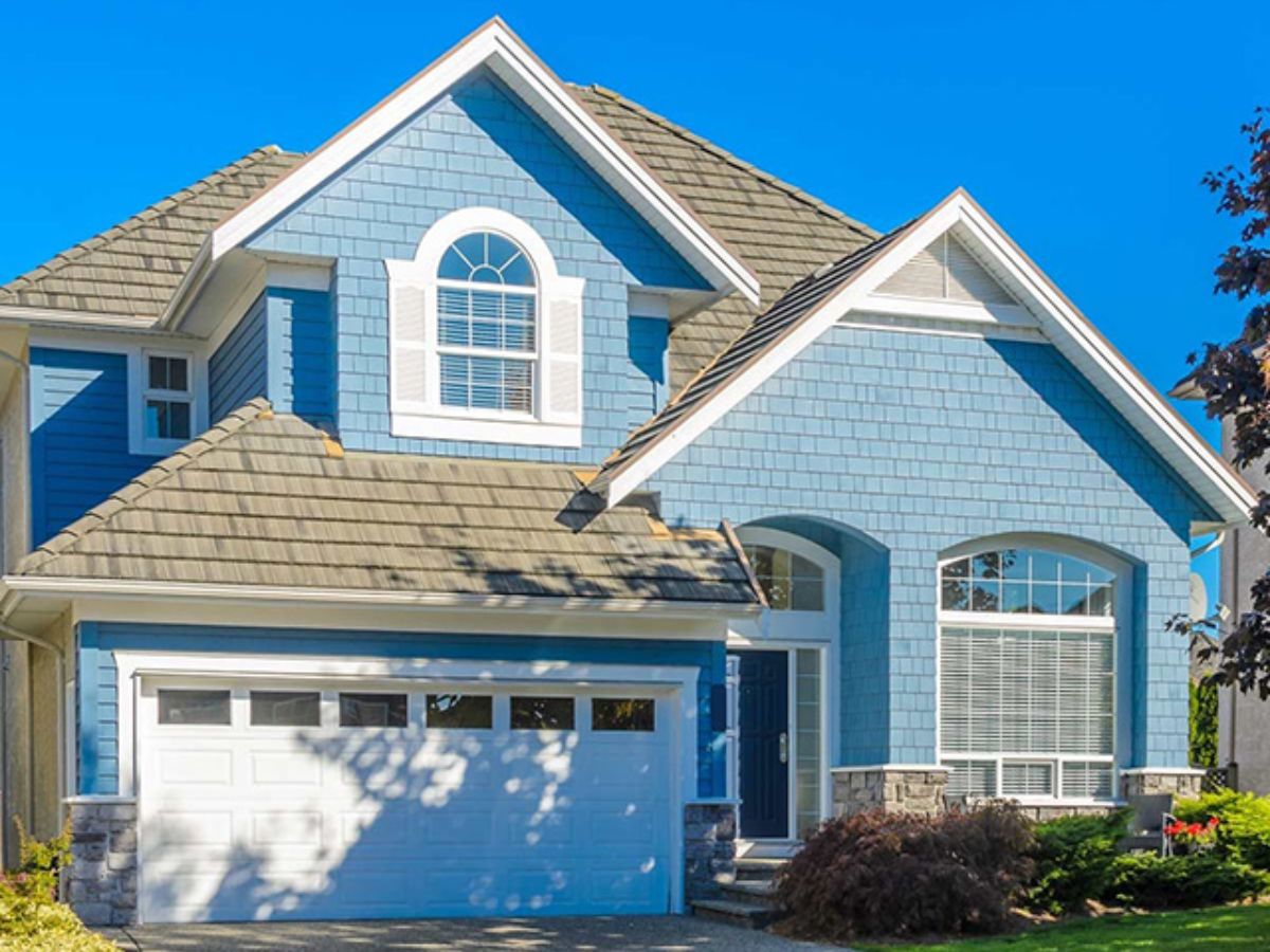 Mẫu sơn mặt tiền nh&agrave; đẹp m&agrave;u xanh dương 1