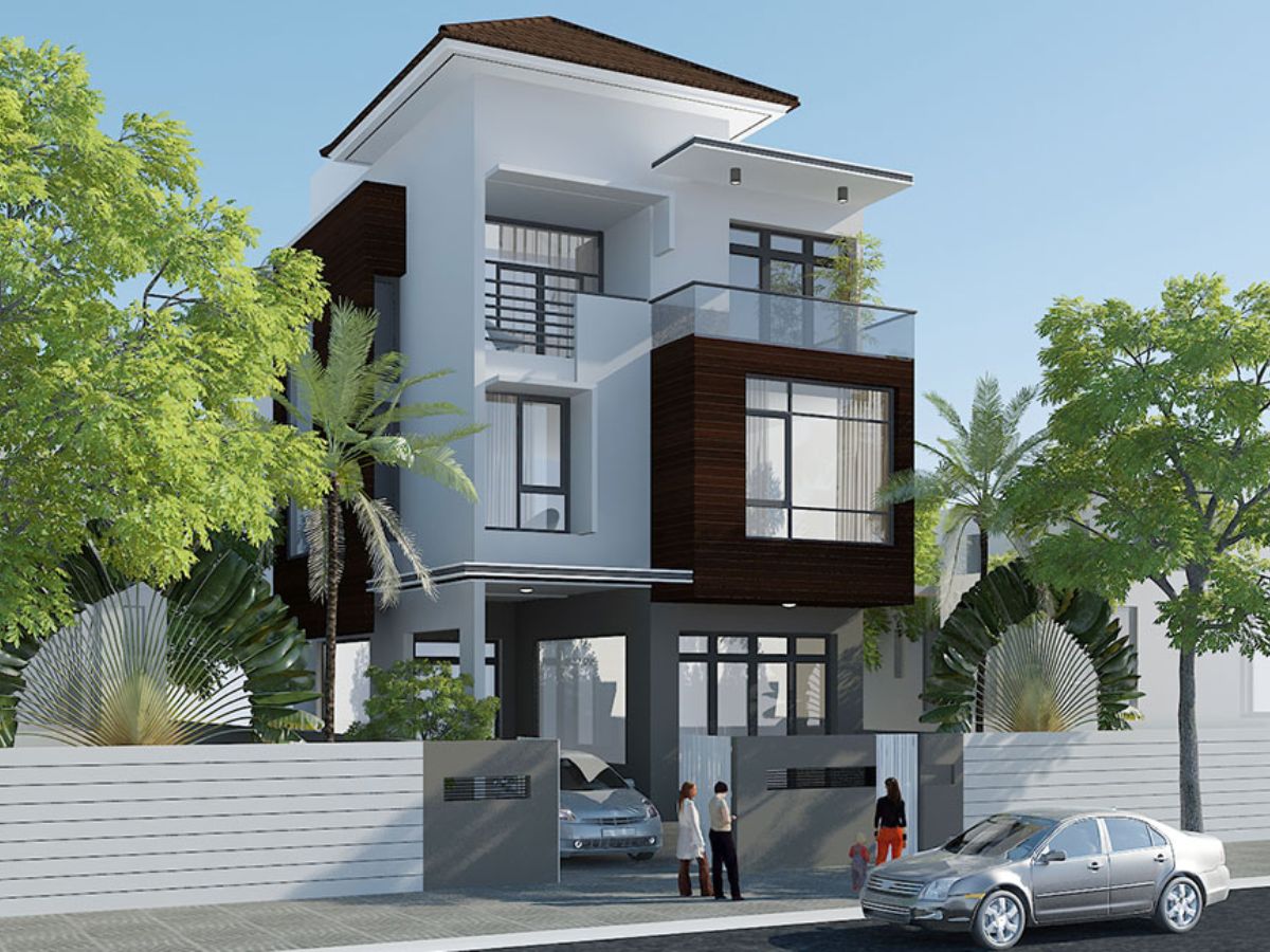 Mẫu sơn nh&agrave; m&agrave;u trắng &ndash; x&aacute;m thanh lịch 1