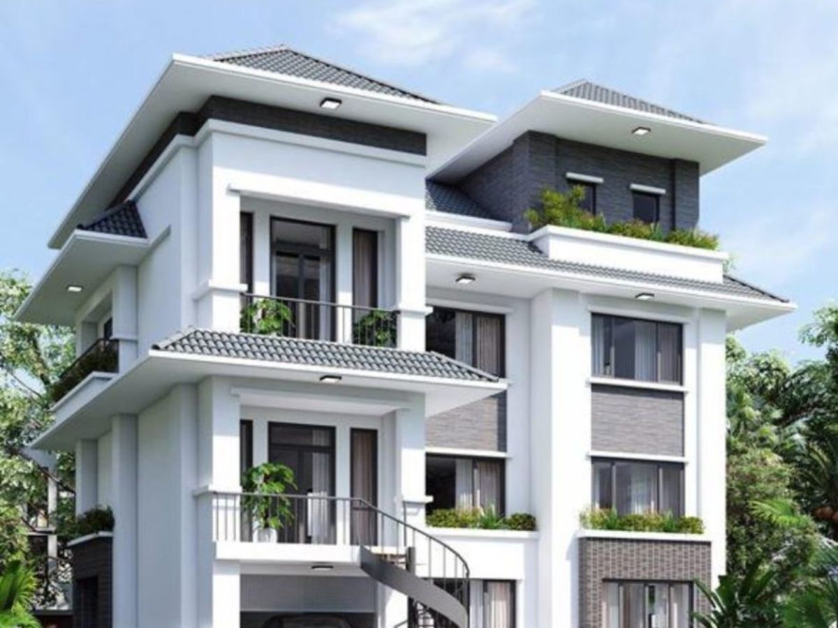 Mẫu sơn nh&agrave; m&agrave;u trắng &ndash; x&aacute;m thanh lịch 2