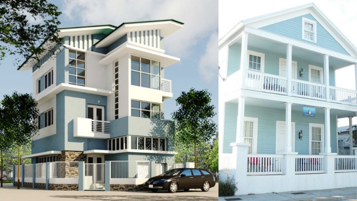 Mẫu sơn nh&agrave; m&agrave;u trắng &ndash; xanh dương tươi s&aacute;ng, trẻ trung 1